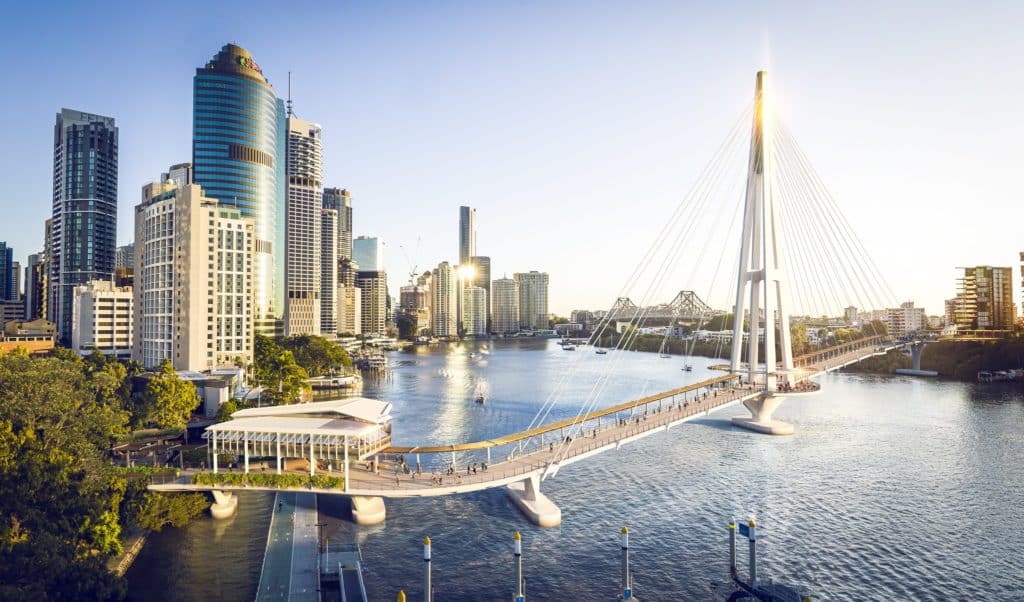 an artist's impression of a new bridge coming to brisbane