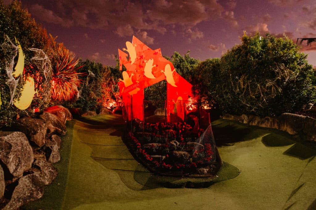 a photo of the halloween-themed putt putt course in brisbane