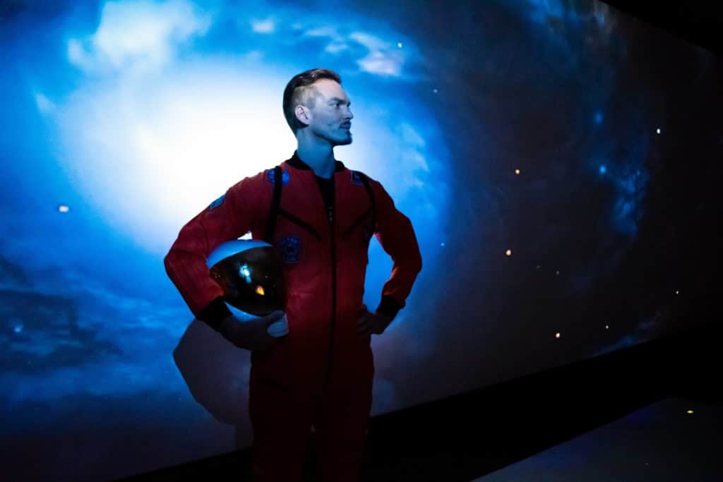 actor in astronaut suit at neighbourhood earth in brisbane