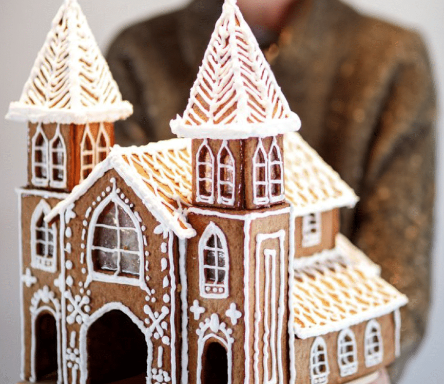 a photo of a gingerbread cathedral