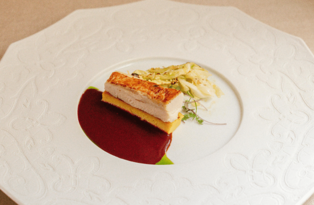 a photo of a fancy chicken dish at a restaurant