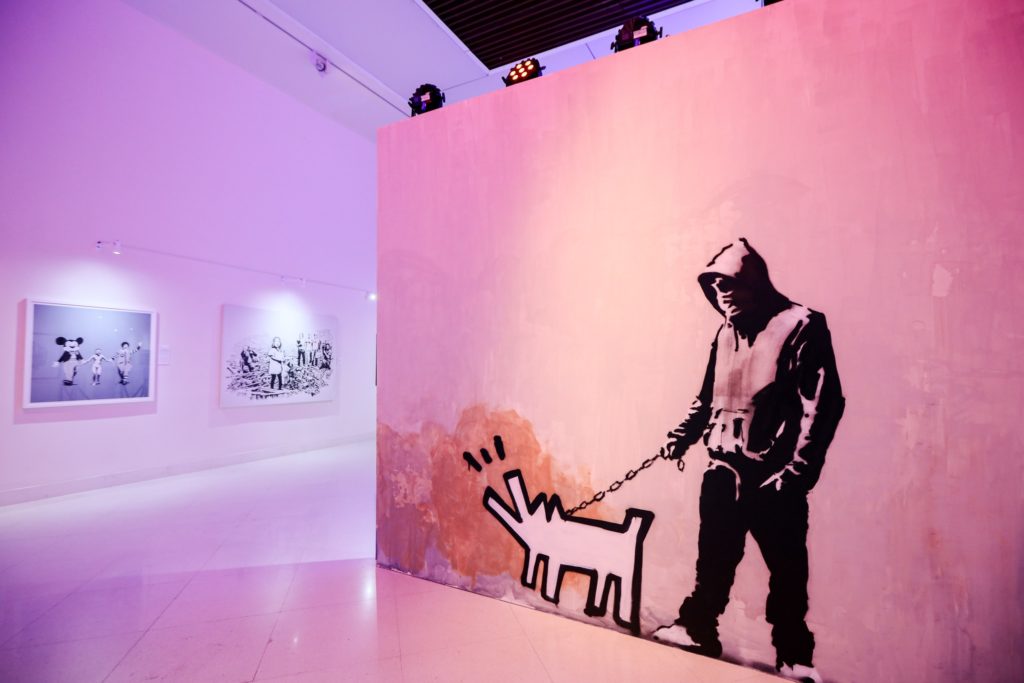 Graffiti art by Banksy in his exhibition 