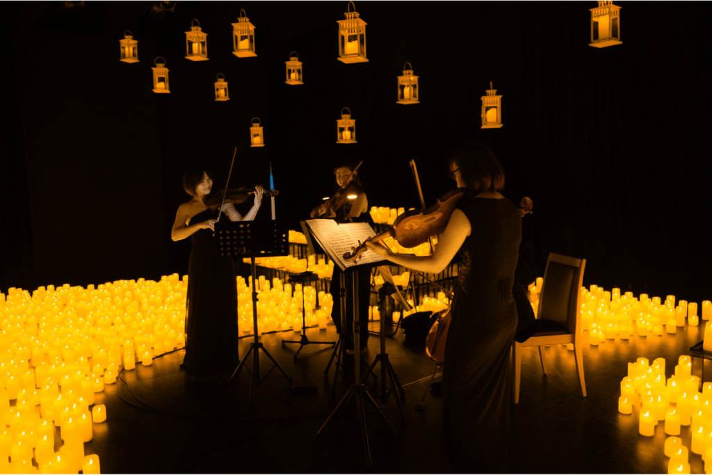 String quartet performing at a Candlelight concert