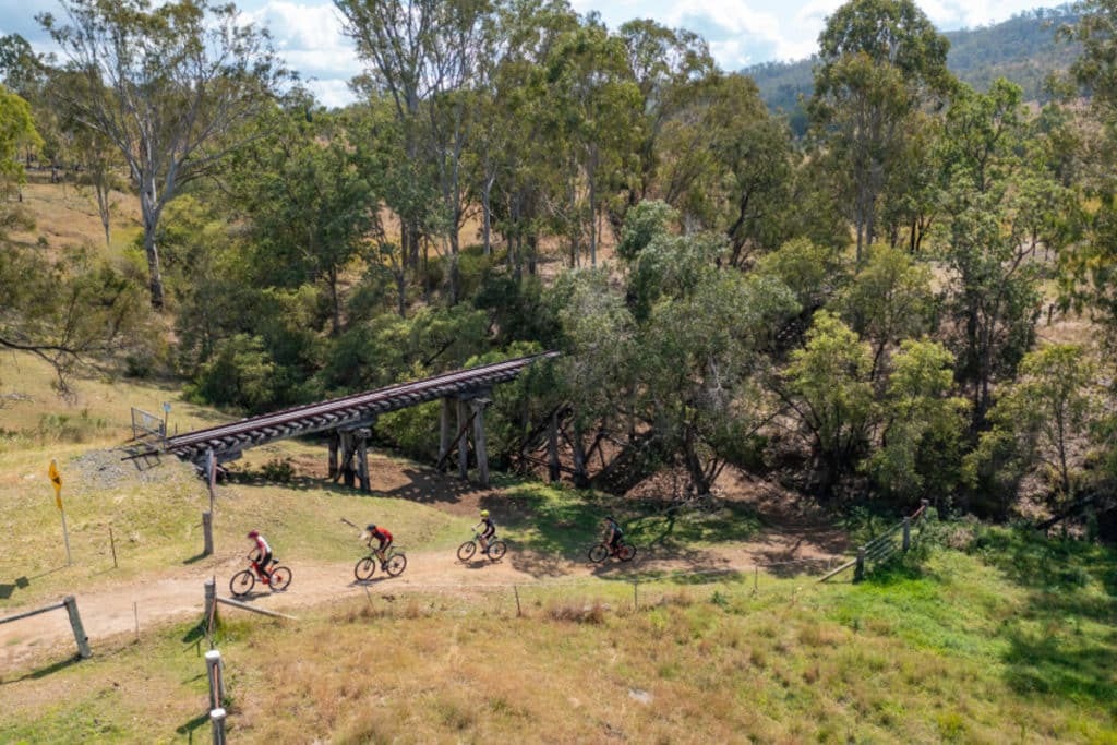 a photo of two cyclists on the brisbane valley rail trail